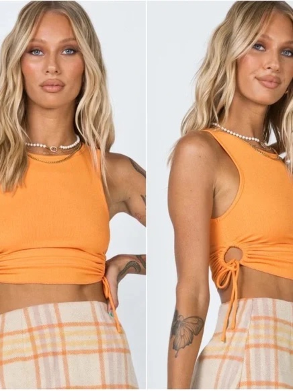 Princess Polly Samara Ribbed Orange Keyhole Crop Tank Top 4